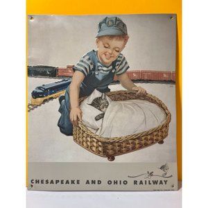 Chesapeake Ohio Railway Metal Sign AAA Sign Co Ohio Vintage Artist Signed